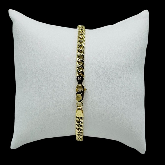 10k Real Yellow Gold Royal Miami Cuban Bracelet 5mm Link 7.5" Inch Lobster Lock - Picture 1 of 5